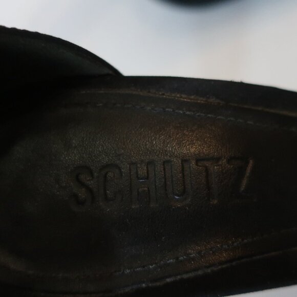 Womens Schutz Irma Black Suede Pointy Ankle Strap Stiletto Heel Pumps 8 - Picture 5 of 16
